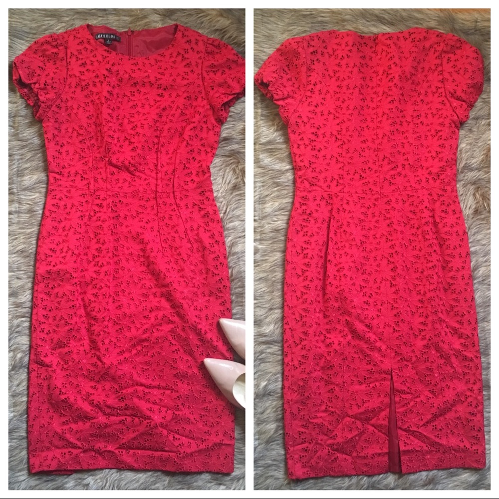 Lafayette 148 Red Lace Sheath Dress